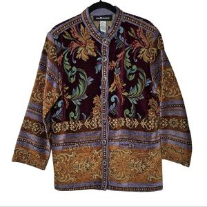 Vintage Women’s Embroidered Tapestry Jacket Shacket Baroque Boho Hippie Sz 12